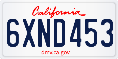 CA license plate 6XND453