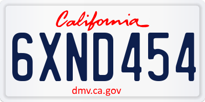 CA license plate 6XND454