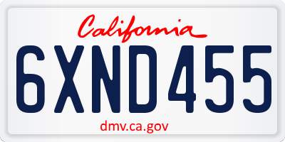 CA license plate 6XND455