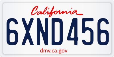 CA license plate 6XND456