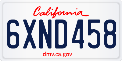 CA license plate 6XND458