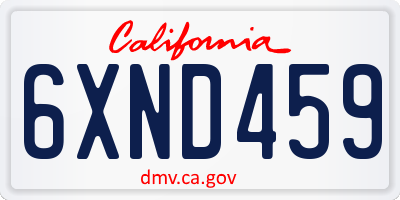 CA license plate 6XND459
