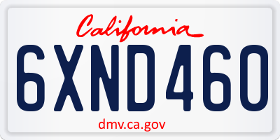 CA license plate 6XND460