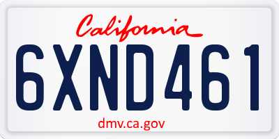 CA license plate 6XND461