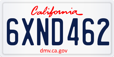 CA license plate 6XND462