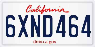 CA license plate 6XND464