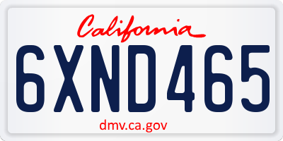 CA license plate 6XND465