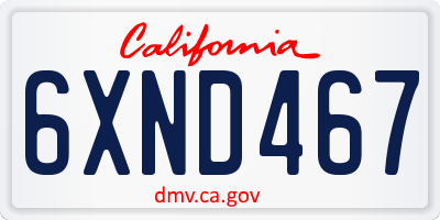 CA license plate 6XND467