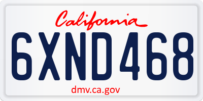 CA license plate 6XND468