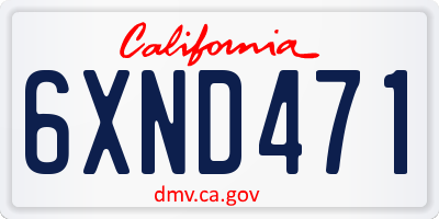 CA license plate 6XND471