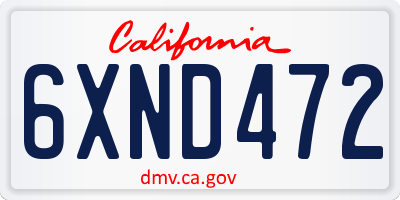 CA license plate 6XND472