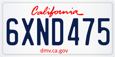CA license plate 6XND475