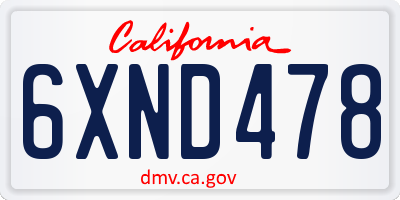 CA license plate 6XND478