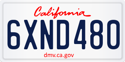 CA license plate 6XND480