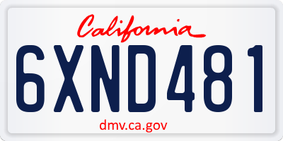 CA license plate 6XND481