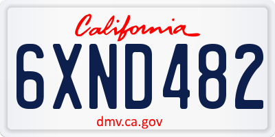 CA license plate 6XND482