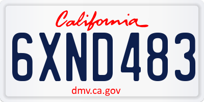 CA license plate 6XND483