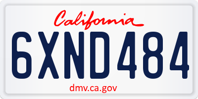 CA license plate 6XND484
