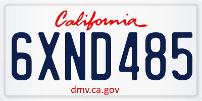 CA license plate 6XND485