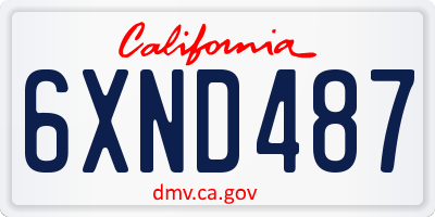 CA license plate 6XND487