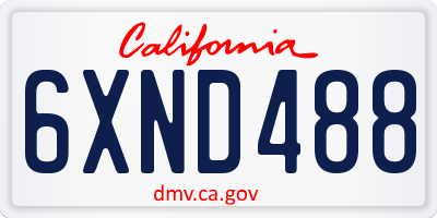 CA license plate 6XND488
