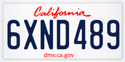 CA license plate 6XND489