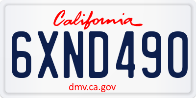 CA license plate 6XND490