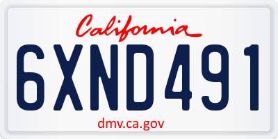 CA license plate 6XND491