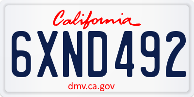 CA license plate 6XND492