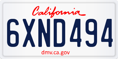 CA license plate 6XND494