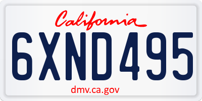 CA license plate 6XND495