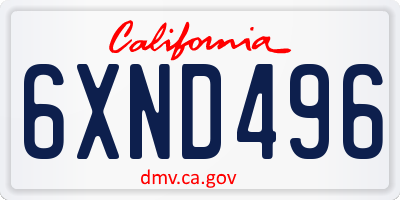 CA license plate 6XND496