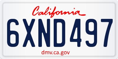 CA license plate 6XND497