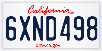 CA license plate 6XND498