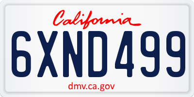 CA license plate 6XND499