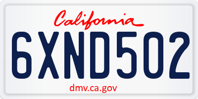 CA license plate 6XND502