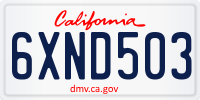 CA license plate 6XND503
