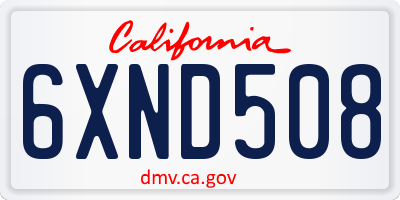 CA license plate 6XND508
