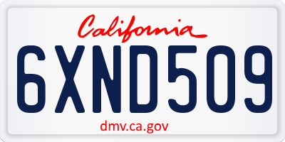 CA license plate 6XND509