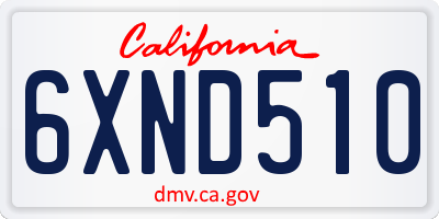 CA license plate 6XND510