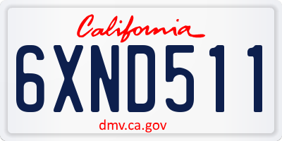 CA license plate 6XND511