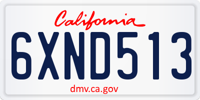 CA license plate 6XND513