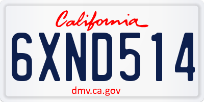 CA license plate 6XND514