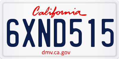 CA license plate 6XND515