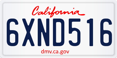 CA license plate 6XND516