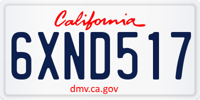 CA license plate 6XND517