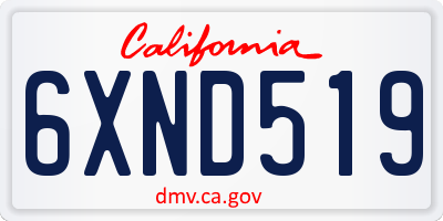 CA license plate 6XND519
