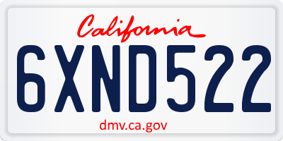 CA license plate 6XND522