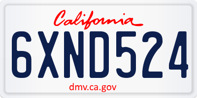CA license plate 6XND524