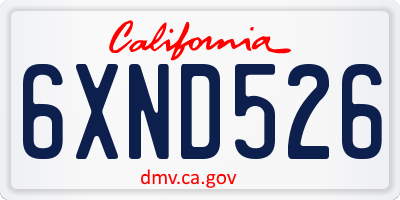 CA license plate 6XND526